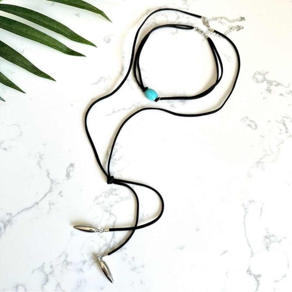 2/$30🌵 Velvet Choker & Long Necklace Faux Turquoise Southwest Boho Western NEW